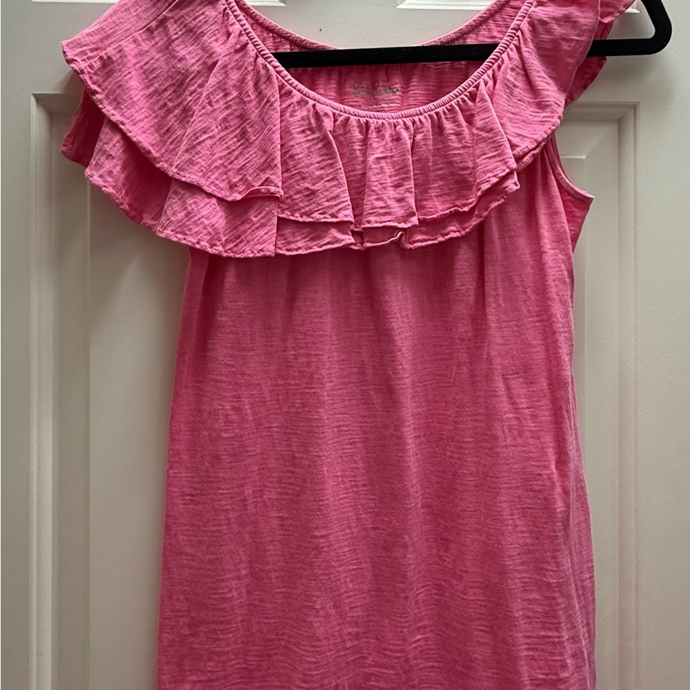 Lilly Pulitzer Pink Ruffled Sleeveless Blouse